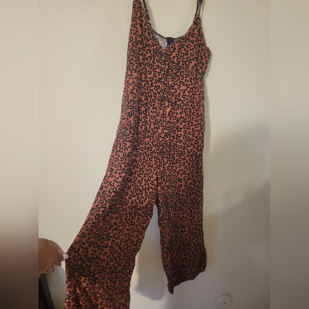 Chic Animal Print Spaghetti Strap Pantsuit
